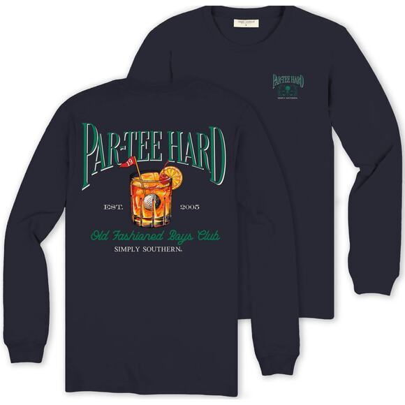 Simply Southern Men’s Golf Graphic Lg Long Sleeve TShirt  Navy Blue Par-Tee Hard - Picture 1 of 5